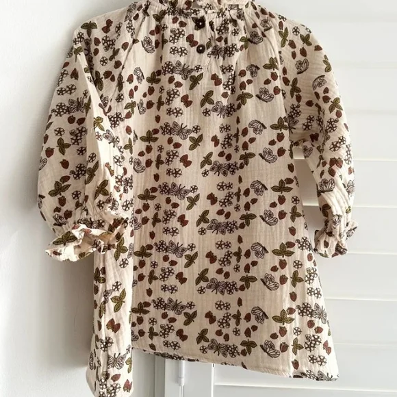 Charming Cream Floral Kids Dress - Picture 2 of 11